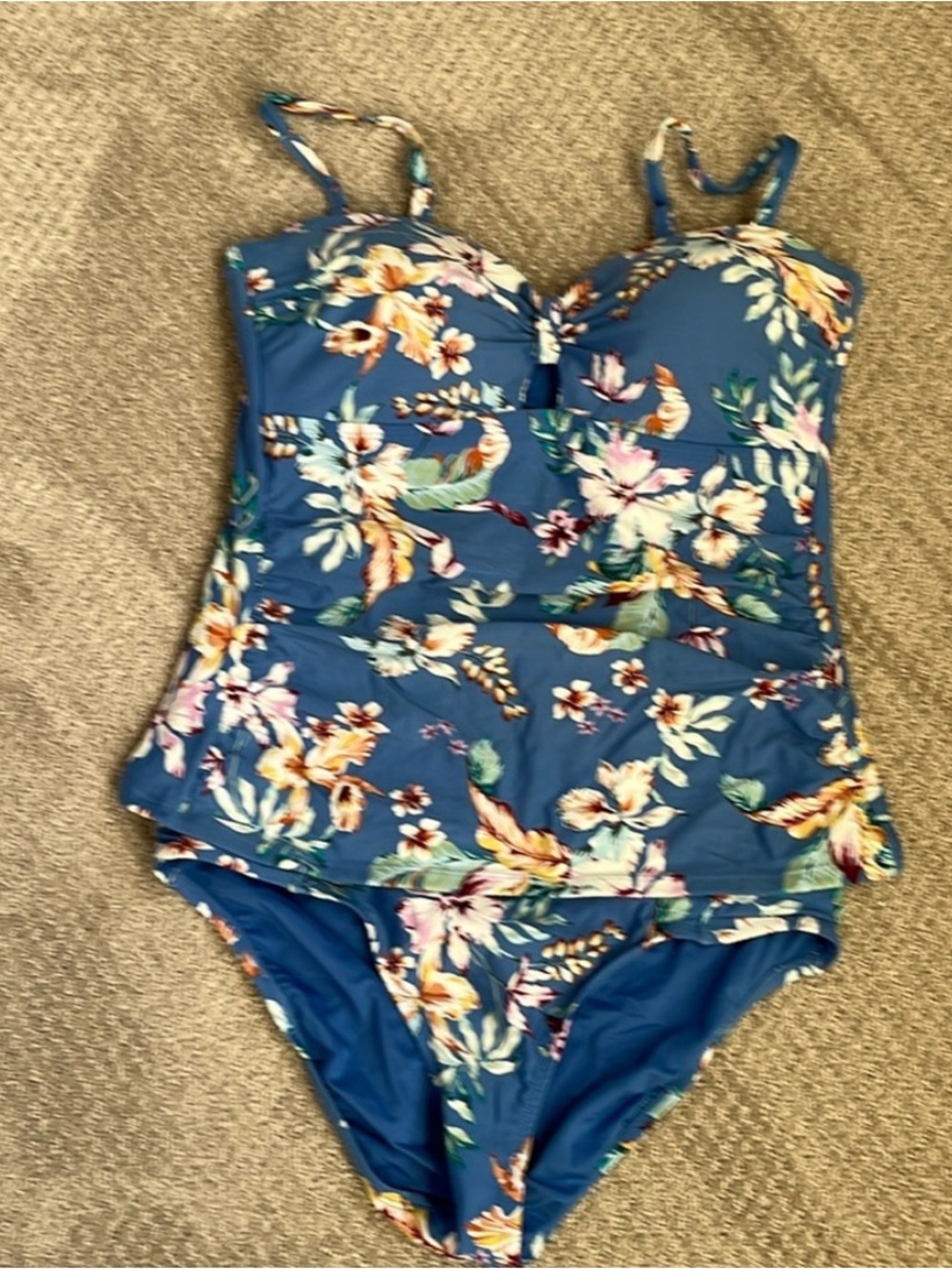 Floral Blue Tankini Swim Set - Brand:Jantzen Size 14 EXCELLENT CONDITION